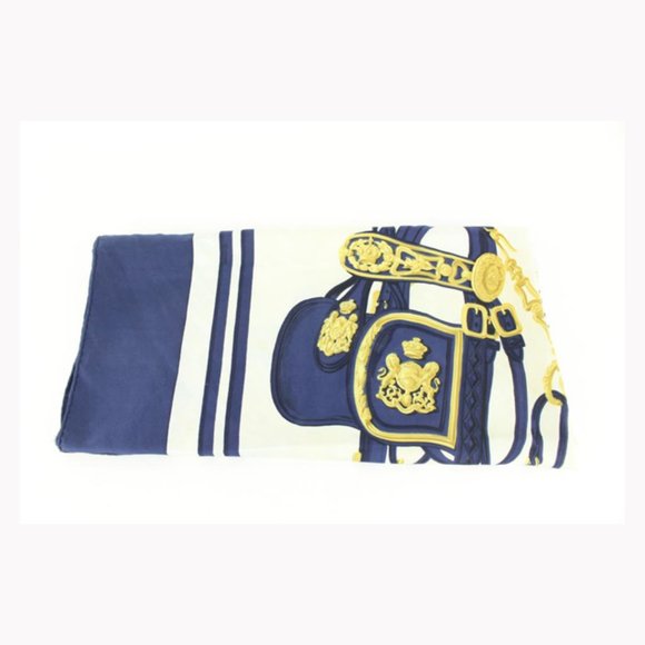 Louis Vuitton Navy x Gold Brides de Gala Silk Scarf 58h511s - Picture 6 of 12